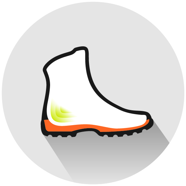 Icon Dämpfung im VÖLKL Stiefel – Illustration zeigt die stoßdämpfende Einlage für optimalen Tragekomfort im langen Einsatz