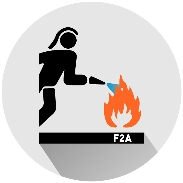 Piktogramm Schutzklasse F2A nach EN 15090 – Feuerwehrstiefel für den Brandschutzeinsatz mit höchster Schutzklassifizierung