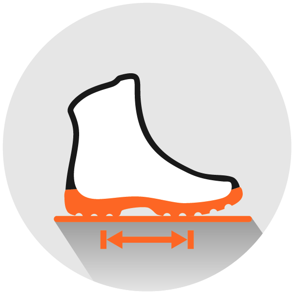 Icon Rutschfestigkeit im VÖLKL Stiefel – Illustration zeigt die rutschhemmende Profilsohle für sicheren Halt auf glatten und nassen Untergründen
